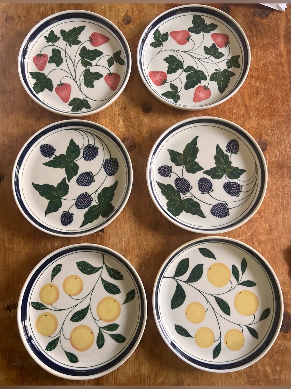 Dansk Set of 6 8-inch salad/dessert plates "Berries" from 1980’s